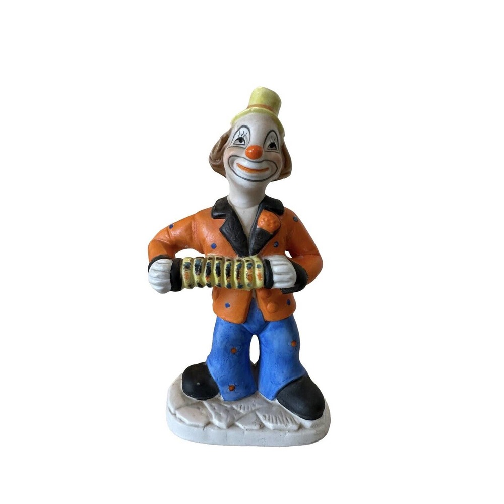 Vintage clown Circus figurine Statue Accordion Ceramic